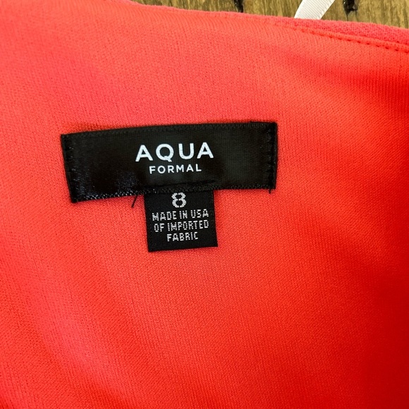 AQUA NWT Womens Coral Crepe Flounce Cocktail One-Shoulder Midi Dress Stretch - Picture 10 of 16